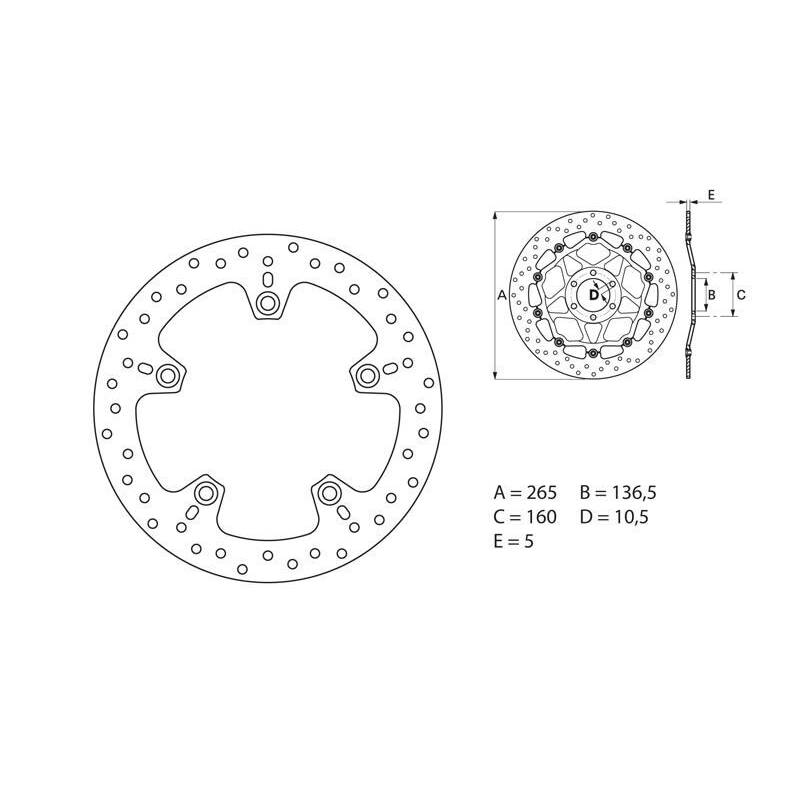 Disque de frein arrière Nine T Brembo Serie Oro Rond Fixe