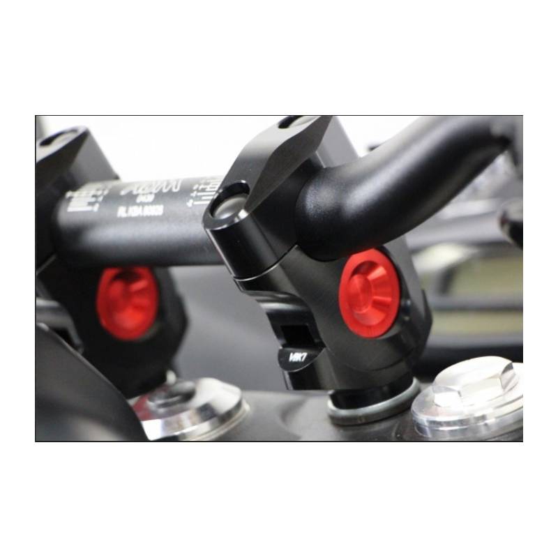 Pontets de guidon moto - 28 mm réglables - ABM Vario Riser Coloris Corps  Noir Coloris des Inserts Noirs