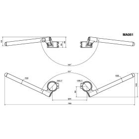 Kit demi guidon pour fourches 51 mm - Rizoma MA051