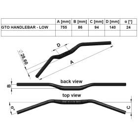 Guidon aluminium Gilles Tooling Low Gold GTO-L-G