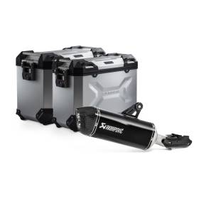 Kit valises TRAX ADV + Akrapovic Argent. 45/37 l. BMW R 1250 GS / Adventure (19-).