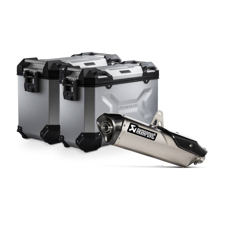 Kit valises TRAX ADV + Akrapovic Gris anodisé. 45/37 l. Triumph Tiger 900 (19-).