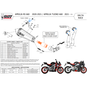 Ligne complète Inox noir Aprilia RS660 / Delta Race Mivv A.014.LDRB