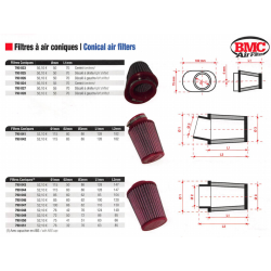 FILTRES A AIR CONIQUES UNIVERSELS BMC