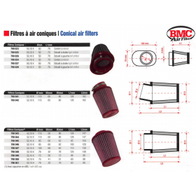 FILTRES A AIR CONIQUES UNIVERSELS BMC