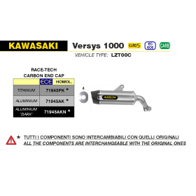 Silencieux Titane Kawasaki Versys 1000 2021- / Race-Tech Arrow 71945PK