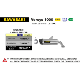 Silencieux noir Kawasaki Versys 1000 2021- / Arrow 71945AKN