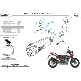 Silencieux carbone Honda CB750 Hornet - Delta Race Mivv H.085.LDRC