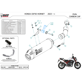 Silencieux carbone Honda CB750 Hornet - Oval Mivv H.085.L3C