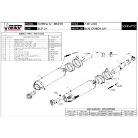 Double silencieux carbone homologué MIVV UY.027.L3C / Yamaha YZF-R1 2007-2008