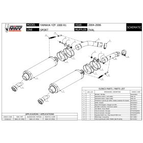 Double silencieux inox MIVV UY.016.LX1 / Yamaha YZF-R1 2004-2006