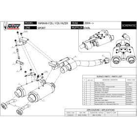 Double silencieux homologué MIVV UY.015.LX1 / Yamaha FZ6, FZ6 Fazer 2004-2011