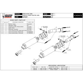 Silencieux double inox noir GP MIVV A.004.LXB / Aprilia RSV1000