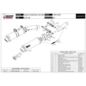 Silencieux double homologué MIVV D.017.L2S / Ducati Monster 750-900 1999-2002