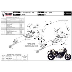 Silencieux double MIVV GP D.023.L2S / Ducati Monster 696 2008-2014