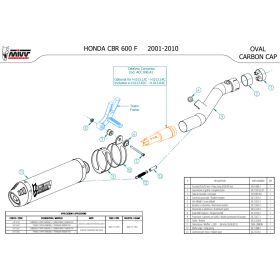 Silencieux Carbone MIVV H.013.L3C / Honda CBR600F 2001-2010