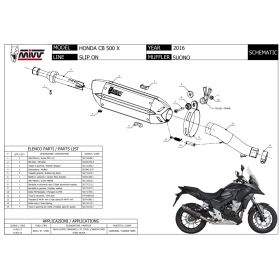 Silencieux inox noir homologué Suono MIVV H.061.L9 / Honda CB500X 2016