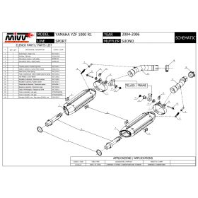 Double silencieux noir homologué Suono MIVV UY.016.L9 / Yamaha YZF-R1 2004-2006