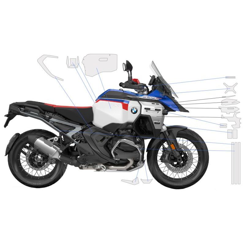 Kit complet protection peinture BMW R1300GS ADV Trophy + Triple - Wunderlich PremiumShield