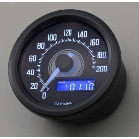 COMPTEUR DE VITESSE VELONA NOIR A LED FOND BLANC 200KMH