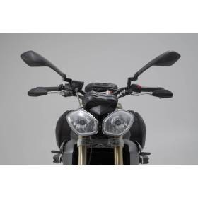 Protège leviers avec déflecteur de vent Noir. Triumph Street Triple 675.