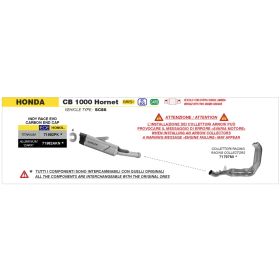 Silencieux homologué Honda CB1000R 2025 / Arrow Indy Race Evo Titane embout carbone - 71982PK