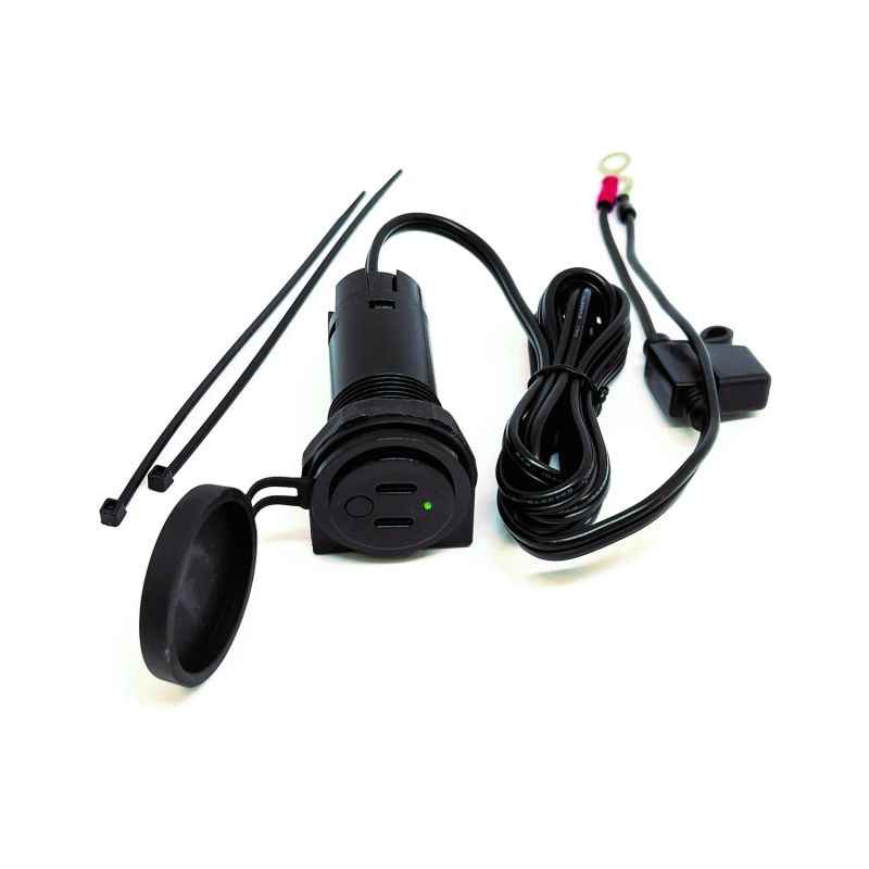 Prise USB BAAS avec interrupteur marche/arrêt 5V 2,1A IPX3 noir
