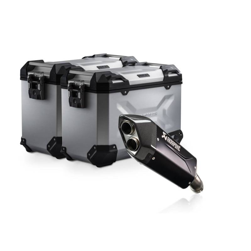 Kit valises en aluminium TRAX ADV + Akrapovic Argent. 45/45 l. BMW R 1300 GS Adv. (24-).