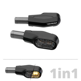 Clignotants Moto LED HIGHSIDER Ventura-X Noir/Teinté – Homologués E (Paire)