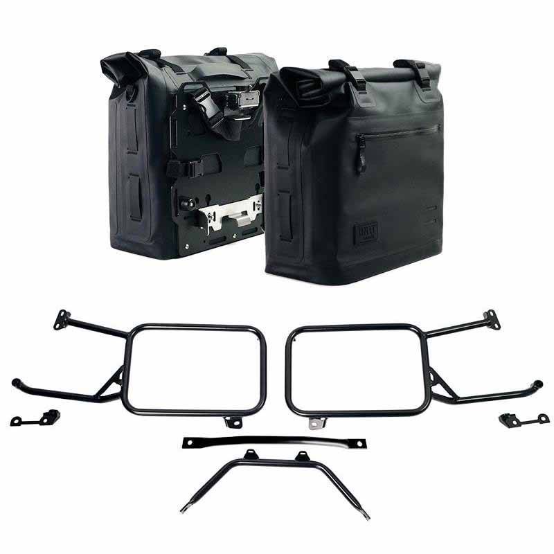 Deux sacoches latérales khali tpu 35 l - 45 l + paire de plaques en aluminium pour cadres moto guzzi stelvio (à partir de 2024)