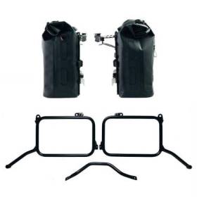 Deux sacoches latérales khali tpu 35 l - 45 l + paire de plaques en aluminium avec cadres royal enfield himalayan 450 pour échap