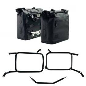 Deux sacoches cavalières khali en tpu 35l - 45l + paire de plaques aluminium + cadres de sacoches en aluminium moto guzzi v85 tt