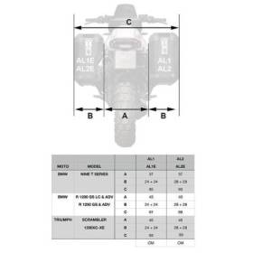 Paire de sacoches en aluminium atlas 47l+41l + cadres de sacoches en aluminium moto guzzi v85 tt (à partir de 2024)