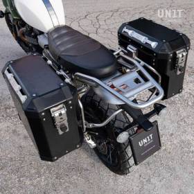 Paire de sacoches en aluminium atlas 47l+41l + cadres de sacoches en aluminium moto guzzi v85 tt (à partir de 2024)