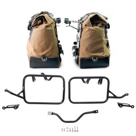 Paire de sacoches latérales cult canvas 40l - 50l + paire de plaques en aluminium + cadres BMW R12G/S - Unit Garage