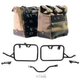 Paire de sacoches latérales cult en croûte de cuir 40l - 50l + plaque aluminium + cadres BMW R12G/S - Unit Garage