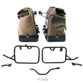 Paire de sacoches latérales cult en croûte de cuir 40l - 50l + plaque aluminium + cadres BMW R12G/S - Unit Garage