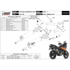 Silencieux homologué KTM 990 SMT / Mivv Oval Carbone - KT.013.L3C