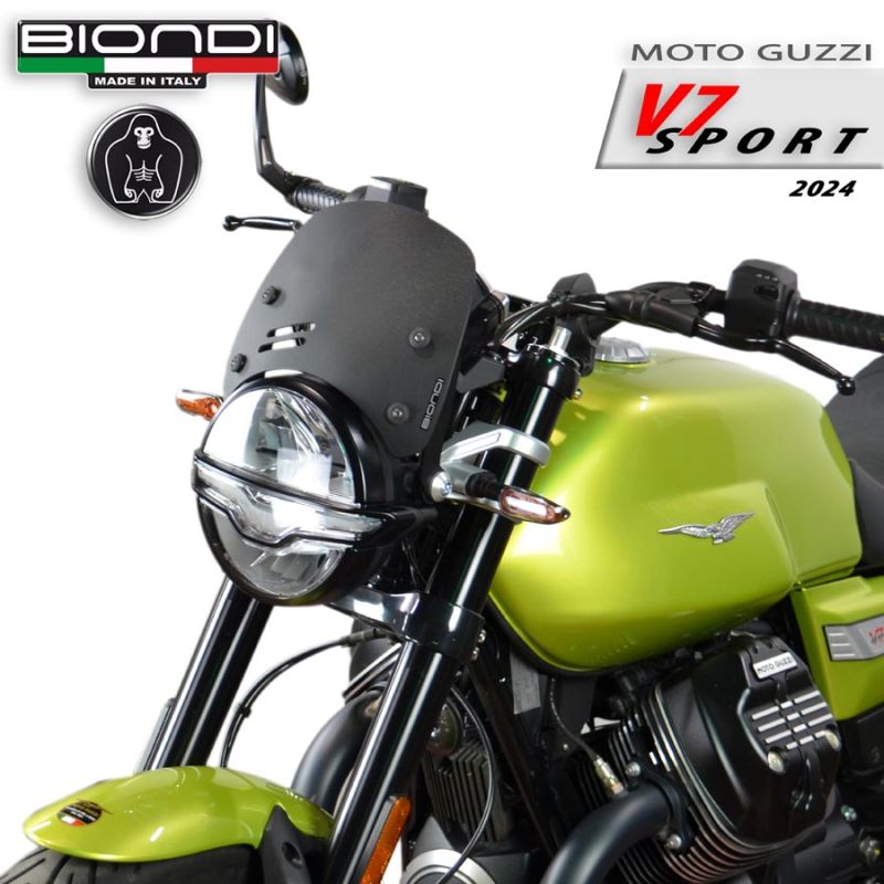 Bulle Sport Caffe Guzzi V7 III / V7 IV / V9 (16-25) - Biondi Noir Satiné - 8010392