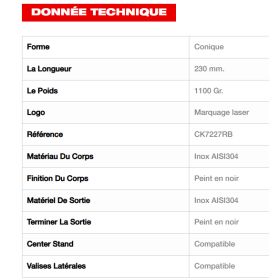 Silencieux EURO5 KAWASAKI NINJA 1100SX - IXIL CK7227RB