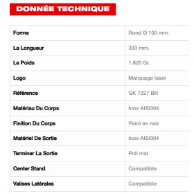 Silencieux homologué KAWASAKI NINJA 1100SX - IXIL GK7227BR