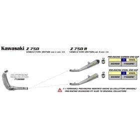 SILENCIEUX ARROW KAWASAKI Z 750 07-12 / Z 750 R 11-12 ARROW 003.Échappements – 71643/71644 –  €